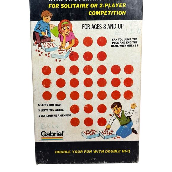 VTG 1975 "DOUBLE HI-Q" Solitaire Skill Game Gabriel Kohner 69 RED PEGS / 2 GREEN - Picture 4 of 16